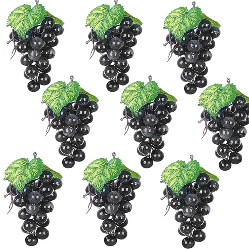 TAOLE 9 Stück Künstliche Weintrauben Deko, Trauben Deko Früchte Kunstblumen Dekoration Weintrauben Gefälschte Requisiten Trauben Für Gartendekoration, Obststützen, Dekorative Früchte