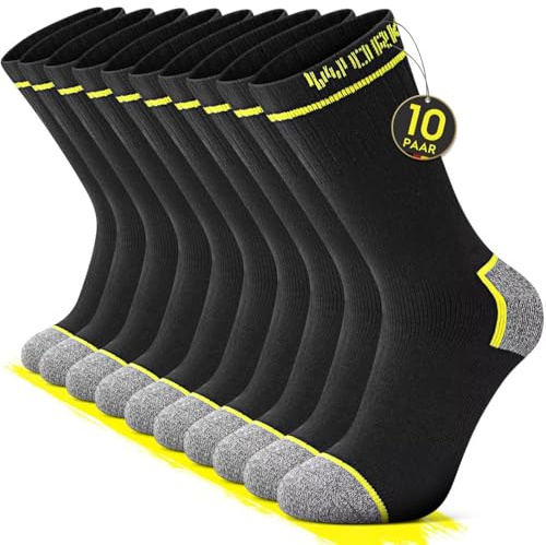 FALARY 10 Paia Calzini Uomo Lavoro Calze Uomo Lunghe Cotone Calze da Lavoro Spugna Calzini Rinforzati Scarpe Antinfortunistiche Offerte Lampo Del Giorno Nero 43-46 Socks