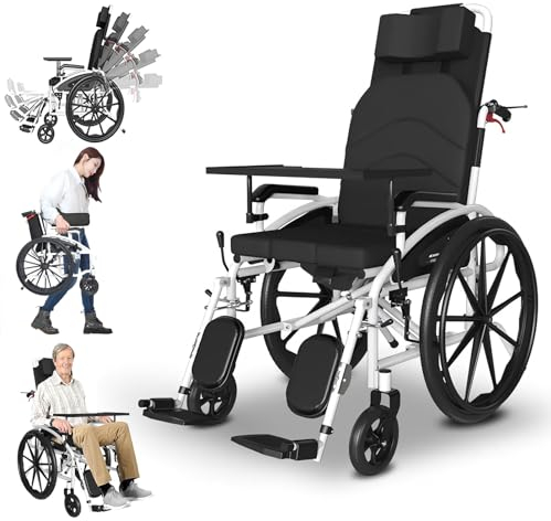 Bueuwe rollstuhl faltbar leicht, rollator schmal für wohnung, Rollstühle,Belastbarkeit 150 kg, Klappbar Rollstuhl Transportrollstühle, leichtrollstuhl Reise-Rollstuhl für zu Hause und Unterwegs