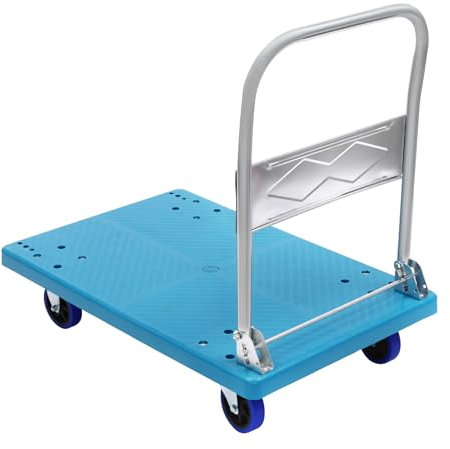Plattformwagen, Transportwagen klappbar mit Universal Rädern, Handwagen Heavy Duty Platzsparend zusammenklappbar, Tragkraft 300 kg, Blau, 60 * 90 * 84cm