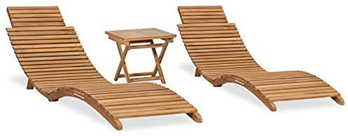 Gecheer 3-TLG.Garten-Lounge-Set Gartensofa Gartenmöbel Set Gartenlounge Sofa Terrassesofa Möbelsets Loungesofaset Sitzgarnitur Gartenset Klappbar Massivholz Teak