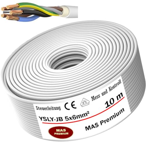 MAS Premium 5-70m YSLY-JB 5x6 mm² Flexibles Steuerkabel grau Verlege Kabel Mess-, Kontroll- und Regelungsleitung für Werkzeugmaschinen Steuerleitung E-Auto Ladebox Anschluss zur Ladestation (10m)