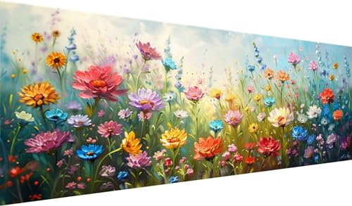 Blume Diamond Painting Groß XXL 100x40cm, Basteln Erwachsene Diamond Painting Set, 5D DIY Abstrakt Diamant Painting Bilder Erwachsene, Diamond Painting Set mit Zubehör für Zimmer Wanddeko, Geschenke
