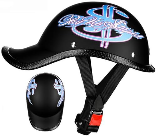 Mezzo Casco Da Motociclista Stile Tedesco, Caschi Jet E Demi-Jet Vintage, Caschi Cromwell Omologato DOT/ECE, Unisex Casco A Scodella Per Scooter Cruiser Chopper 4,52-62CM