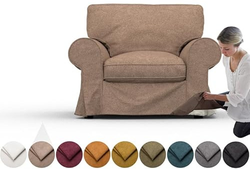 comfortly Bezug für Ektorp Sessel, Ersatz-Schonbezug, strapazierfähig, 3-teilig, weicher, strapazierfähiger, waschbarer Stoff, leicht zu reinigen und zu ersetzen (Krone – Antilope)