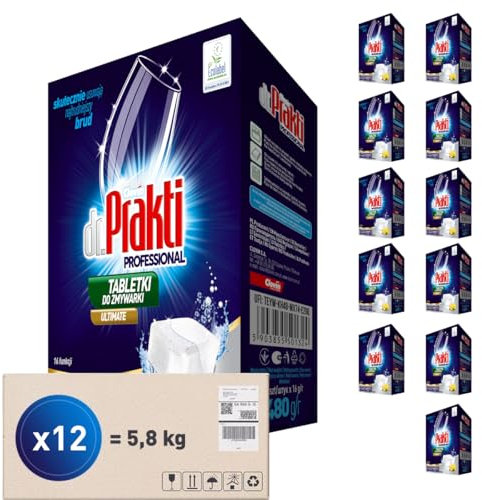 dr.Prakti ULTIMATE Pastiglie Lavastoviglie al Limone (30 Capsule x 12), Capsule per una pulizia efficace, proteggono la lavastoviglie dal calcare, 12 pezzi