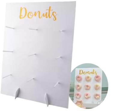 Donut-Wandständer aus Holz, für 9 Donuts, wiederverwendbar, rustikal, Dessert-Tischplatte, Donut-Halter für Hochzeit, Geburtstag, Familienfeier, Festival, Tischdekoration, kippt nicht um, rechteckig