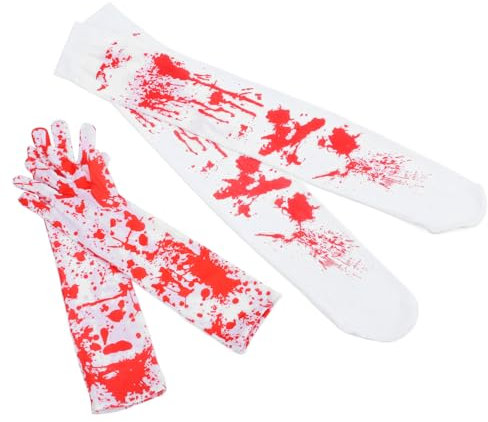 DRESSOOS 1satz Halloween Kostüm Set Blutige Handschuhe Und Lange Strümpfe Für Gruselige Cosplay-Outfits Atmungsaktive Und Bequeme Materialien Für Unvergessliche Halloween-