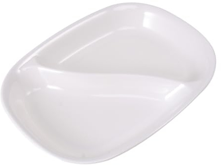 NAMOARLY Snack Plate Rectangular Double Grid Divided Dinner Plate Lightweight Melamine Serving Dish for Breakfast Lunch Dinner 8.66X6.69X1.10 Inch