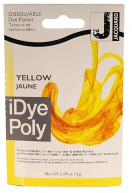 Jacquard iDye Poly Yellow - Tinte de tela para prendas de poliéster sintético, materiales de nailon y componentes de plástico, coloración simple con una bolsa soluble