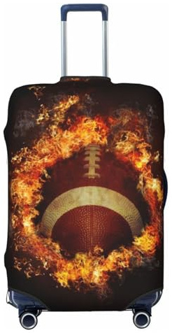 Flammande amerikansk fotboll elastiskt resebagage fodral resväska skydd passar 45 – 81 cm bagage, Svart, M