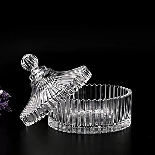 Huiyiwert Kristallglas Zuckerdose Bonbonbehälter mit Deckel Transparent Glasdose Staubdicht Snacksdose Süßigkeiten Vorratsgläser Glasbehälter Für Bonbonbuffet Party (15.5x14.5cm)