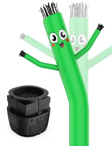Puligoth Tube gonflable homme avec souffleur : 1,8 m de haut pour décoration extérieure avec mini ventilateur, pour ouverture de centres commerciaux, publicité d'entreprise et événements (vert)