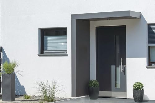 Gutta Rechteckvordach BS Plus 160 mit Seitenteil Links - Anthrazit mit Melder | Maße: 160 x 90 x 15,5 cm und Seite 220 x 90 x 14,5 (BxTxH)