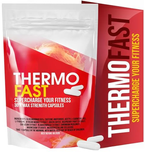 Thermo Fast Capsules for Metabolism & Weight Management Support | 30 Vegan Capsules | Supercharged Energy Boost, Natural Strong Fat Burner, Caffeine Powered | UK Made | Plant-Based Supplement