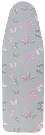 DURA HOME Premium Ironing Board Cover – 2 sizes, 100% Cotton + 3 mm Foam Pad – Heat-Reflective, with Adjustable Drawstring Fastener (Butterfly, M (132x48cm))