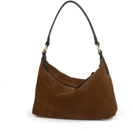 DONNAIN Wildleder Handtasche, Suede Tote Bag, Halbmond Umhängetasche | Wildleder Tasche Damen, Lederhandtasche Damen Echtleder, Hobo Bag for Women, Crossbody Bag, Shopper Leder, Schultertasche