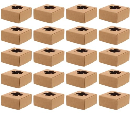 DECORNIJIA 20 Stück Kleine Geschenkbox Aus Kraftpapier Mit VierbläTtrigem Kleeblatt Loch 6.5X6.5X1.2 Zoll Seifenverpackungsbox FüR Handgemachte Seife SüßIgkeiten Und Partygeschenke