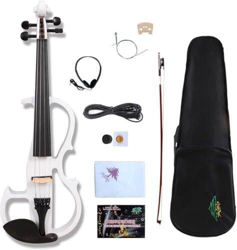 Yinfente 16inch Silent Electric Viola Solid Wood 4 String With Ebony Fittings&Hard Case& Brazilwood Bow&AUX Cable&Cleaning Cloth&Rosin&Headphone&Extra String