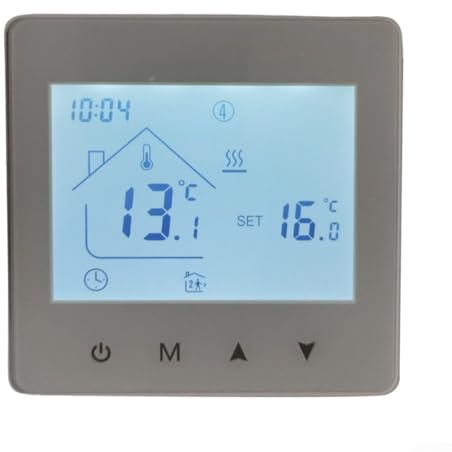 URPIZY Termostato programable para pantalla táctil, regulador de temperatura para caldera eléctrica 5-60 °C, programación semanal, 5+2, 6+1, función de memoria de 7 días, montaje en pared, 86 x 86 mm