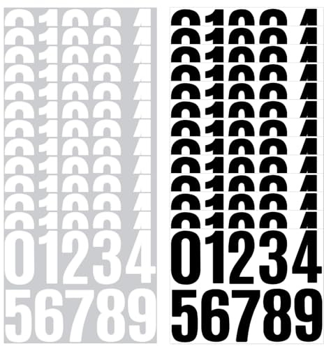 26 Blatt Zahlen Aufkleber,10 cm Mailbox Nummern Aufkleber,260 Stück Wetterfest Klebezahlen, 0-9 Vinyl Sticker Zahlen, Nummernaufkleber für Briefkasten Hausnummer Postkasten Schilder