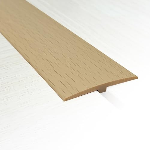 Übergangsprofil selbstklebend, Holzmaserung Übergangsleiste, Gummi T-Profil, Für Türschwelle/Holzböden/Laminat/Fliesen(Beige,5cm/0.16Ft x 1m/3.28Ft)