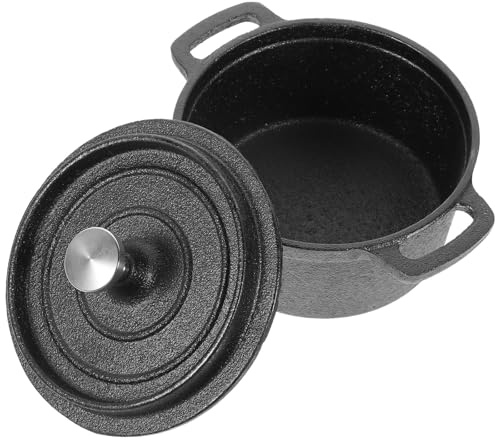 IWOWHERO Pot à Lait Mini en Fonte sans Revêtement 10 CM Casserole Multifonctionnelle en Métal pour Bébé Cuisson Vapeur et Réchauffage Usage Domestique Résistante à la Chaleur L’Usure