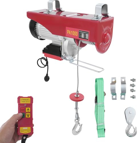 DHQCQL Seilwinde Elektrisch 220V, Elektrische Seilwinde Tragfähigkeit 250kg/400kg/600kg/1000kg, Hubhöhe 6/12m, Hubgeschwindigkeit 10m/min, IP40 Elektrohebezeug für Garage Lagerhäuser (1800W-1000kg)