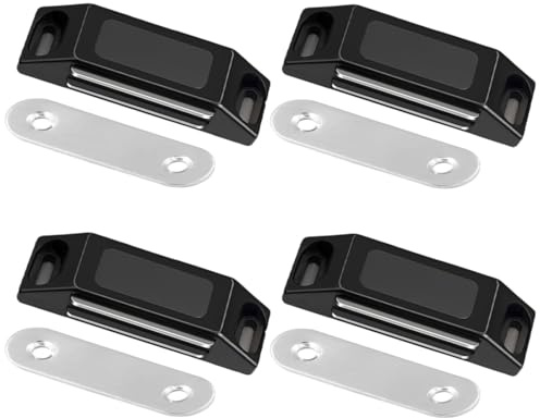 LEPZUR 4 Magnet Fliegengitter Tür Magnetschnäpper Selbstklebend Kein Bohren Türmagnete Möbel Stark Magnetverschluss Schrank Magnete 60X16Mm Schwarz