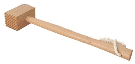 PANGBOER Attendrisseur de viande double face en bois de hêtre naturel pour attendrir le bœuf, le poulet, le porc, ustensiles de cuisine en bois