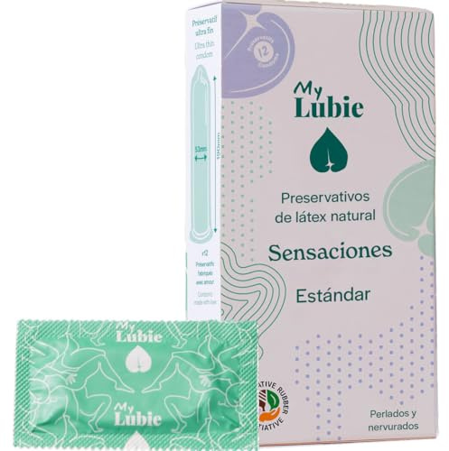 My LUBIE - 12 Fine Textured Condoms - Dotted & Ribbed, Vegan & Healthy - Standard Fit 54mm - Enhanced Sensation & Strength - Premium Quality