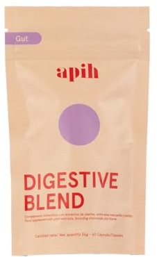 Apih Digestive Blend con 16 estratti vegetali, enzimi digestivi, integratore alimentare con curcuma, camomilla e zenzero, 60 capsule