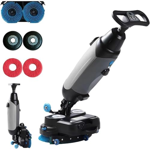 Mini Lavasciuga Pavimenti Automatica a Batteria, Lava E Asciuga Pavimenti con Pista di Pulizia da 43 Cm, Autonomia di 120 Minuti, 360 Giri/Min, per Pavimenti in Legno, Piastrelle, Terrazzo(A)