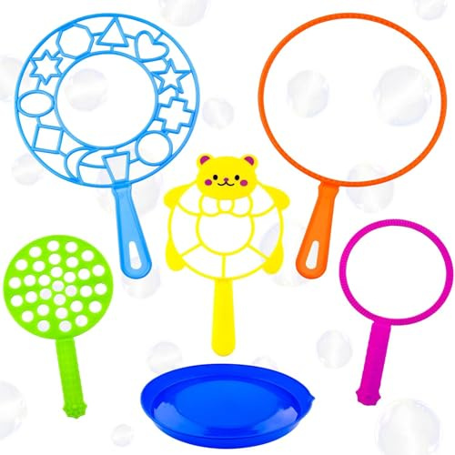 Großes Seifenblasen Set, 6-teiliges Set mit großen Seifenblasenstäben und Tray, Seifenblasenspielzeug für Kinder, ideal für Sommer-Outdoor-Partys und Geburtstagsgeschenke (6-teiliges Set)