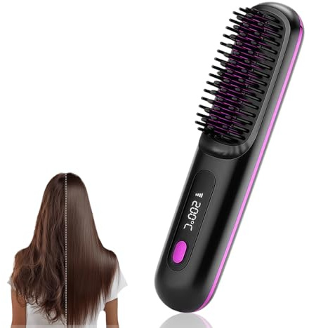 Go Brush Pro UK 2026, Cordless Hair straighteners with Ionic Technology, USB Rechargeable for Travel, 5 Heat Settings & LED Screen, MCH Ceramic Heating
