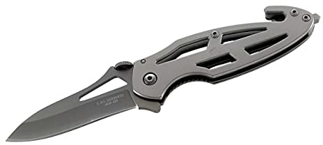 Herbertz Rettungsmesser - Stahl AISI 420 - Liner Lock - Gurtschneider - Schlagdorn - Edelstahlclip