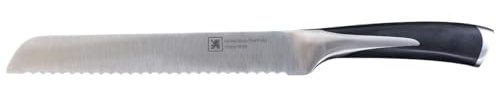 Richardson Sheffield KYU Brotmesser mit Wellenschliff, rutschfester Griff, spülmaschinenfest & rostfrei, Klinge sehr scharf, Brotzeitmesser, Silber/Schwarz | rutschfeste ABS-Griffe, seidenpoliert, silber-schwarz, 55 HRC Klingenhärte, spülmaschinenfest, rostfrei, langlebig
