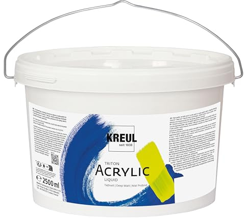 KREUL 17209 - Triton Acrylic Liquid Schwarz 2500 ml, Hochwertige Künstler-Acrylfarbe in Studienqualität mit leicht fließendem Charakter, tiefmatt auftrocknend