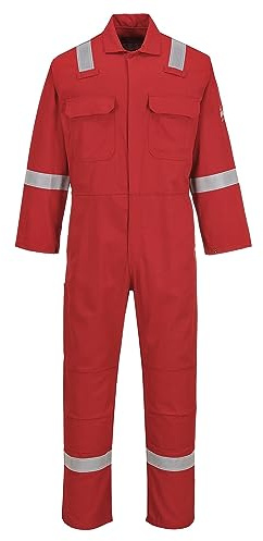 Portwest BIZ5 Herren Flammenresistenter Reflektierender Overall Bizweld Iona FR Rot, L