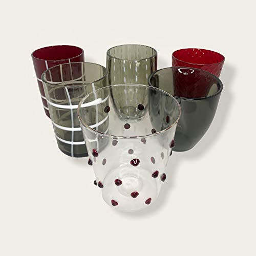 Zafferano - Melting Pot Set 6 Bicchieri Tumbler Misti Rosso Grigio
