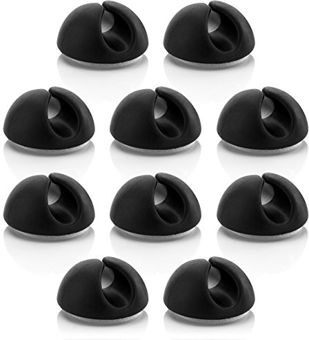 deleyCON 10x Kabelclips - Kabelhalter, Kabelführung, Fixierung und Organizer für Kabel Bis 8mm - Kabelklemmen, Kabelbefestigung, Management - Schwarz