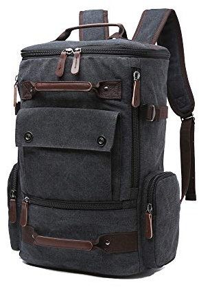 WTiger Canvas Backpack with 15.6 Laptop Compartment - Ideal for Men & Women Multiple Pockets for Travel, Outdoor Activities, and School Use Black