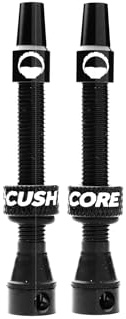 CushCore 55mm Air Valve Set - Premium Set of Alloy Valves, Nitrile Rubber Seal, Valve Core Tool Included, Tubeless Presta Valve, (55mm 2-Pack, Black)