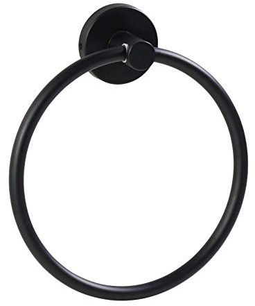 Ambrosya - Handtuchring zum Bohren - Handtuchhalter Badetuchhalter Handtuch Haken Halter Wand Bad Küche WC (Edelstahl (Schwarz))