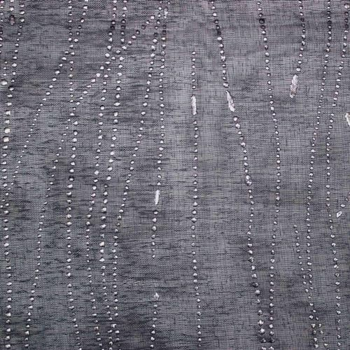 Douceur d'intérieur - Coppia di tende dritte con passanti, in voile, color sabbia, con applicazioni filiane color antracite, 2 pezzi, 45 x 120 cm