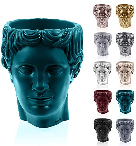 CONCRETTE Maceta de hormigón Hermes | Ø 12 cm | Turquoise Oscuro | Maceta de Cemento | Hecho a Mano en la UE