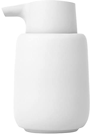 blomus Seifenspender -SONO- 250 ml aus Keramik | Handseifenspender in Weiß | Ø8 x 14H cm | Farbe Weiß | Flüssigseifenspender mit Pumpkopf