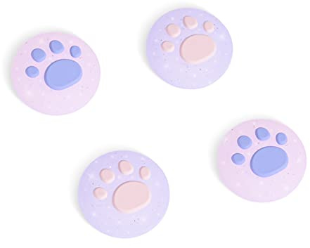 DLseego 4 PCS Joy Con Daumen Griffkappe für Switch/Switch Lite/Switch OLED, Kawaii Niedliche Silikon Analog Daumen Stick Abdeckung - Rosa+Lila