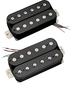 Artec VH-Rock Alnico 5 Uncovered Humbucker Tonabnehmer Hals Steg Pickups Set für E-Gitarre, Schwarz