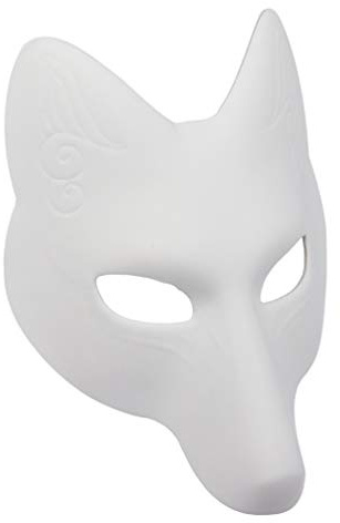 Abaodam Masque Renard Blanc Halloween En Pu Léger Masque De Bricolage Costume Mascarade Accessoire Pour Soirée Déguisée Et Cosplay 11.4 X 9.8 Pouces